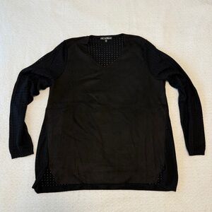 unique black v-neck sweater, Picadilly, size M/L